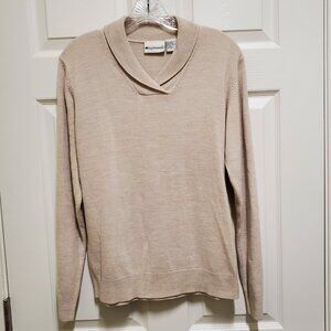 Beige Long Sleeved Collared Sweater